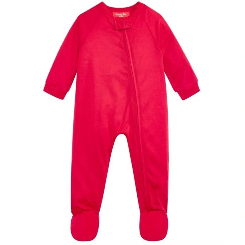 Family Pajamas Macy’s Unisex Baby Matching Footed Pajamas Candy Red New With Tag